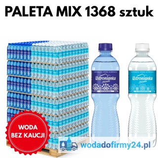 Woda Ustronianka 0,5L Paleta MIX Gazowana + Niegazowana 1368 szt. Woda Mineralna Butelka